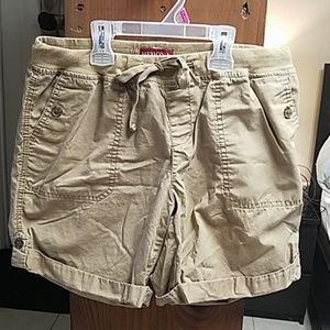 Khaki Shorts with Roll Tab